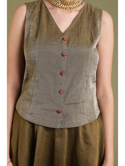 Vinusto - Tabacco Brown V Neck Top