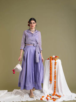 Vinusto - Lavender Tissue Wrap Top with Slip (Set of 2)