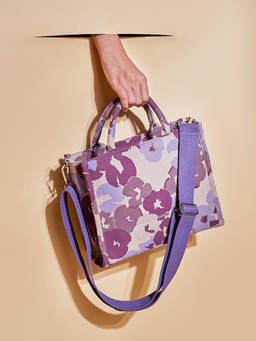 EcoRight - Beige Floral Printed Satchel Handbag