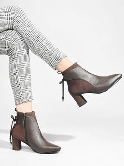 SHUZ TOUCH - Brown Back Lace Detail Boots