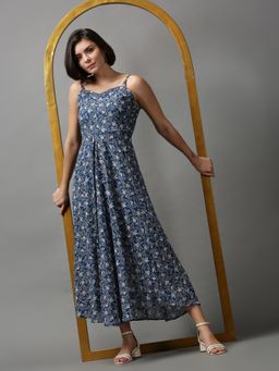 SHOWOFFFF - Womens Sweetheart Neck Floral Teal Maxi Dress