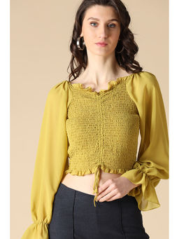 Gipsy - Lime Green Fashion Georgette Crop Top