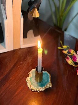 Homearte - Agate Candle Holder- Green