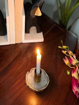 Homearte - Agate Candle Holder- White