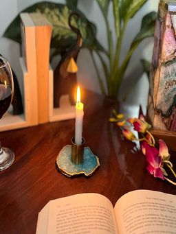 Homearte - Agate Candle Holder- Turquoise