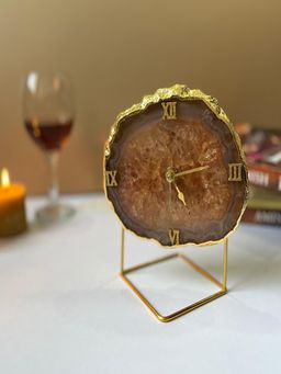 Homearte - Crystal Agate Desk Clock- Brown