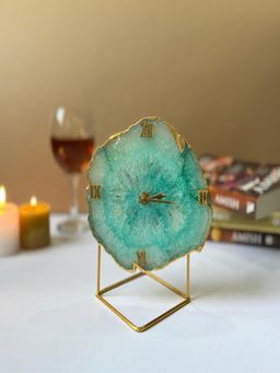 Homearte - Crystal Agate Desk Clock- Green