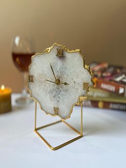 Homearte - Crystal Agate Desk Clock- White