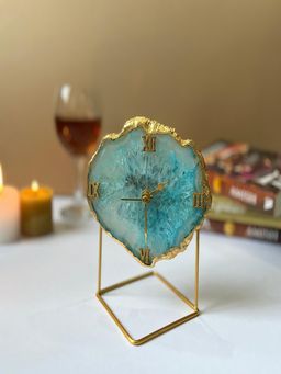 Homearte - Crystal Agate Desk Clock- Turquoise