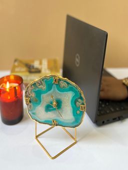 Homearte - Brazilian Agate Desk Clock- Green
