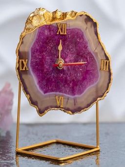 Homearte - Brazilian Agate Desk Clock- Purple