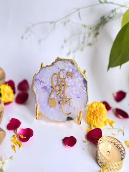 Homearte - Jai Shree Ram Agate Metal Stand Religious Showpiece-Purple