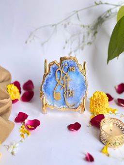 Homearte - Jai Shree Ram Agate Metal Stand Religious Showpiece-Blue