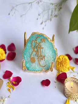 Homearte - Jai Shree Ram Agate Metal Stand Religious Showpiece-Green