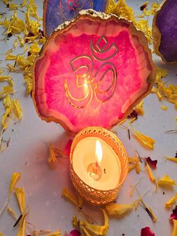 Homearte - Agate Om Back Side Tealight- Pink