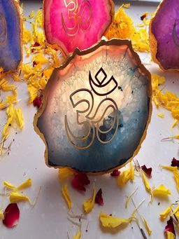 Homearte - Agate Om Back Side Tealight- Turquoise