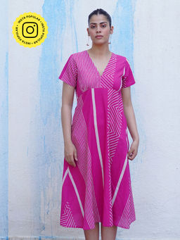 Chidiyaa - Pink Pure Cotton Printed Dress