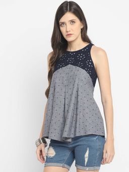 Taurus - Women Blue Self Design Top