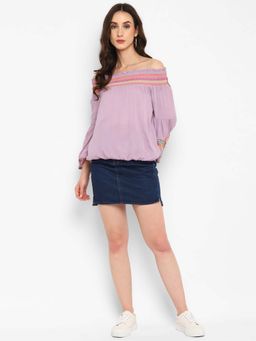 Taurus - Women Purple Embroidered Top