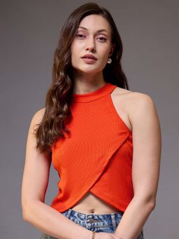 KASSUALLY - Women Orange Solid Crop Top