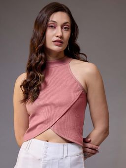 KASSUALLY - Women Pink Solid Crop Top