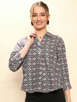 KASSUALLY - Women Grey Printed Top