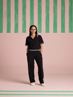 Muvazo - Breezy Black Solid Co-Ord (Set of 2)