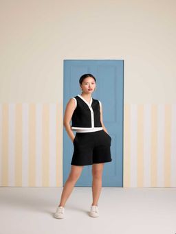 Muvazo - On-The-Go Black Solid Shirt and Shorts (Set of 2)