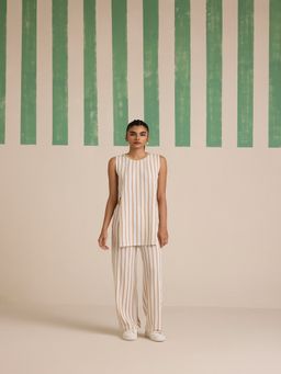 Muvazo - Latte Layer Stripes Co-Ord (Set of 2)