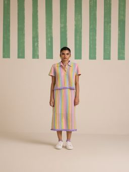 Muvazo - Multicolor Cassata Swirl Top and Skirt (Set of 2)