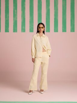 Muvazo - Yellow Linen Luxe Gathered Co-Ord (Set of 2)