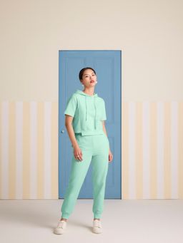 Muvazo - Matcha Muse Green Solid Co-Ord (Set of 2)