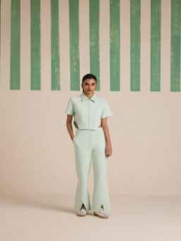 Muvazo - Spruce Slit Cool Matcha Co-Ord (Set of 2)