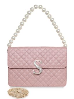 ESBEDA - Peach Personalized Alphabet S Turtle Quilted Handbag for Women