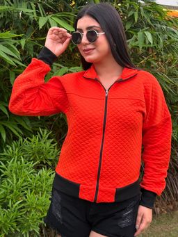 Tandul - Women Orange Quilt Jacket