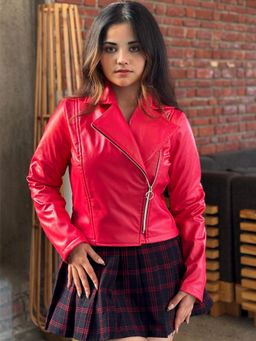 Tandul - Women Stunning Pink Leather Jacket