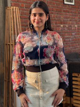 Tandul - Women Multi-Color Floral Printed Net Jacket