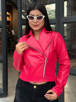 Tandul - Women Stunning Pink Leather Jacket