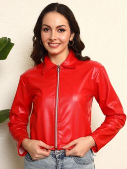 Tandul - Women Stunning Red Leather Jacket