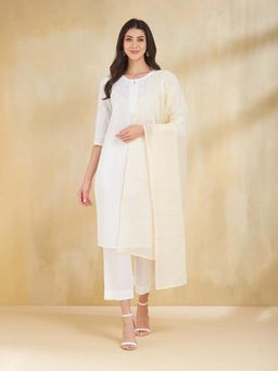 Fabindia - Yellow Cotton Phool Patti Dupatta