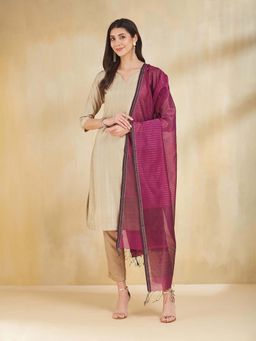 Fabindia - Wine Cotton Silk Maheshwari Dupatta