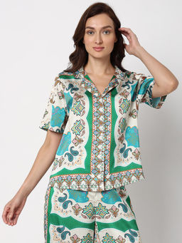 VERO MODA - Multi-Color Abstract Print Satin Shirt