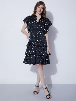 VERO MODA - Black Polka Dot Fit & Flare Dress