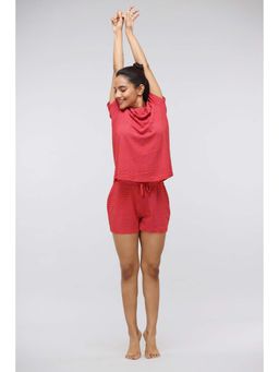 NeceSera - Women Orange Modal Round Neck Top with Shorts (Set of 2)