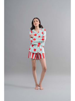 NeceSera - Women Blue Modal Notched Lapel Shirt with Shorts (Set of 2)