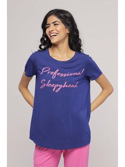 NeceSera - Women Blue Modal Round Neck Top