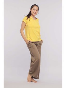 NeceSera - Women Yellow Cotton Blend Round Neck Top