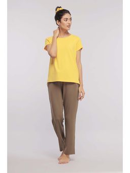 NeceSera - Women Yellow Cotton Blend Round Neck Top