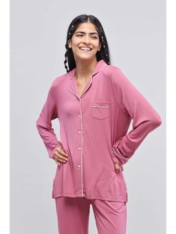 NeceSera - Women Pink Modal Notched Lapel Shirt