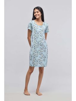 NeceSera - Women Blue Modal Round Neck Nightdress